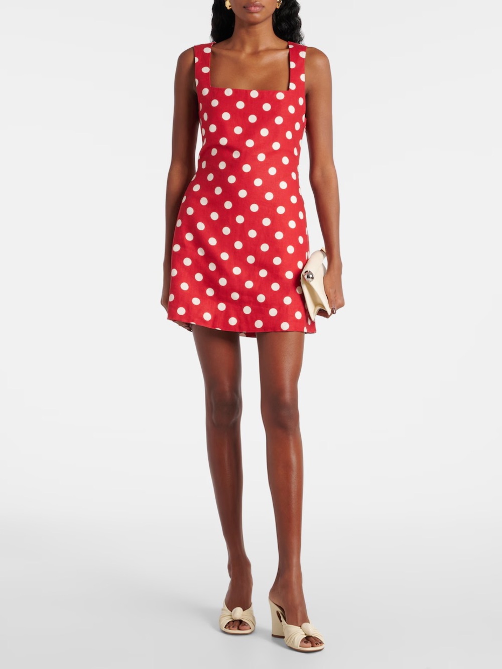 Posse XS Alice Red Polka Dot Linen Mini Dress - Picture 5 of 15